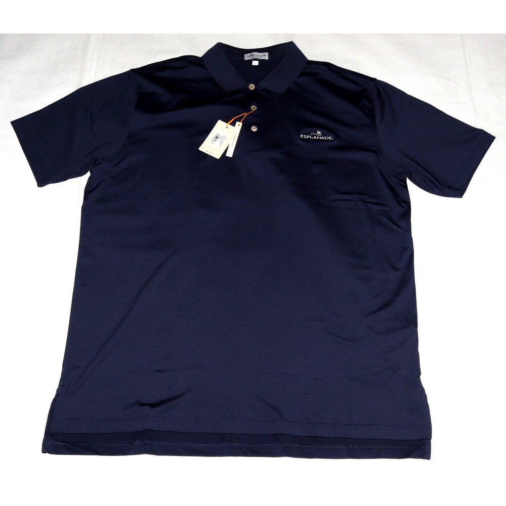 Peter Millar Summer Comfort UPF 50+ Mens Short Sleeve Navy Polo Shirt Size Large